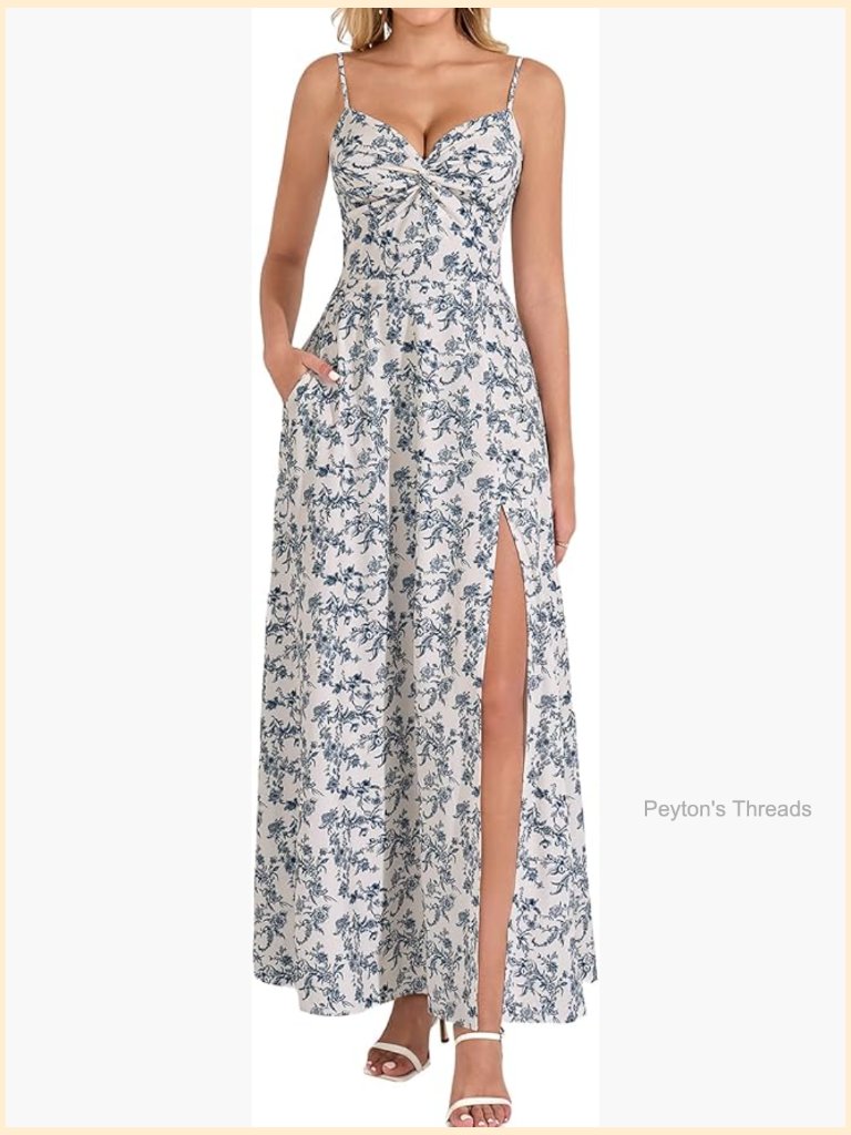 Maxi Wedding Guest Dress With Pocket Flowy Smocked A-Line Milkmaid Sundress
